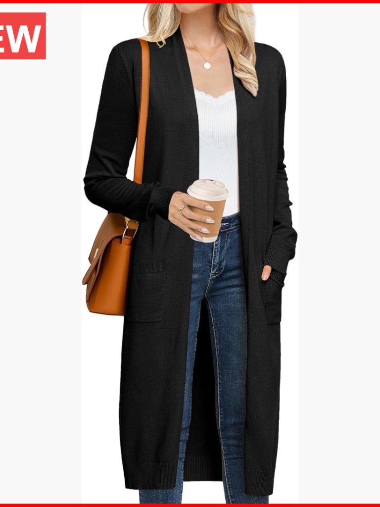 Lightweight Viscose Polyester Long Cardigan Sweater With Pockets